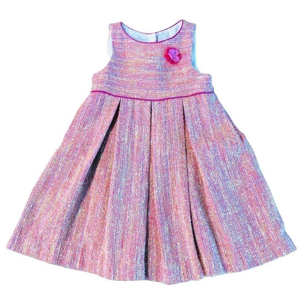 MIMIVAIL - GIRLS PINK WOVEN WINTER DRESS SIZE 6